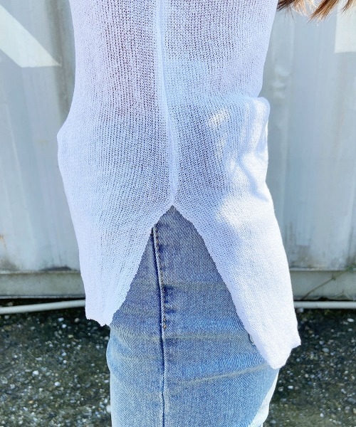 esutoreja（エストレジャ）の「シースルースリットトップス（Tシャツ/カットソー・レディース・ホワイト/ブラック/コーラルピンク・FREE）」の21枚目の写真