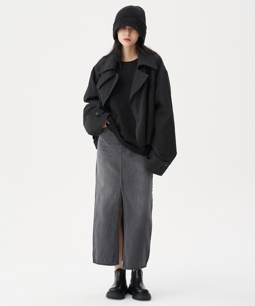 FEKETE（フェケテ）の「FEKETE FRONT SLIT LONG DENIM SKIRT（デニムスカート・レディース・ブラック・SMALL/MEDIUM/LARGE）」の14枚目の写真