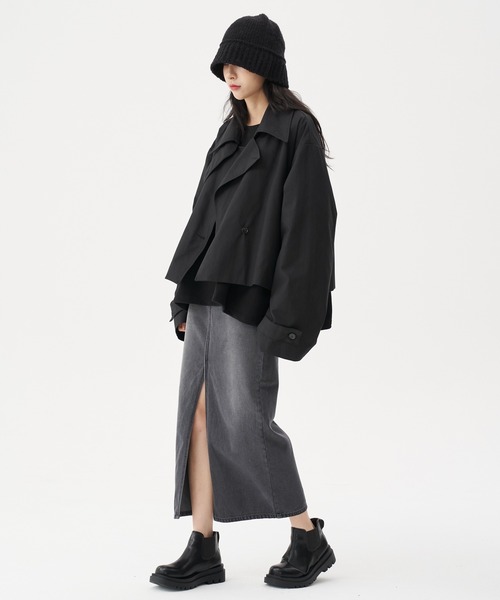 FEKETE（フェケテ）の「FEKETE FRONT SLIT LONG DENIM SKIRT（デニムスカート・レディース・ブラック・SMALL/MEDIUM/LARGE）」の7枚目の写真