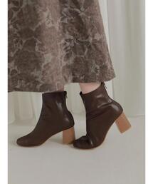 HALUHIROINE | ウッド調ヒールブーツ(ブーツ)