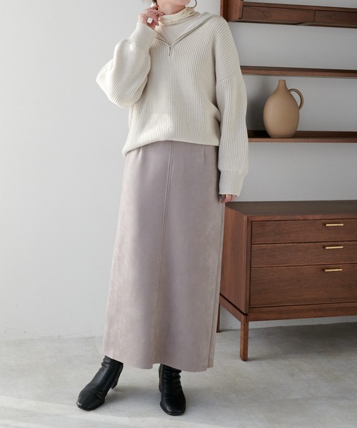 DISCOAT（ディスコート）の「エコスエードナロースカート（スカート・レディース・モスグリーン/ダークグレー/ホワイト系その他・MEDIUM/LARGE）」の6枚目の写真