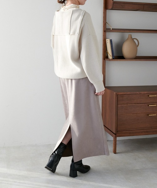 DISCOAT（ディスコート）の「エコスエードナロースカート（スカート・レディース・モスグリーン/ダークグレー/ホワイト系その他・MEDIUM/LARGE）」の9枚目の写真