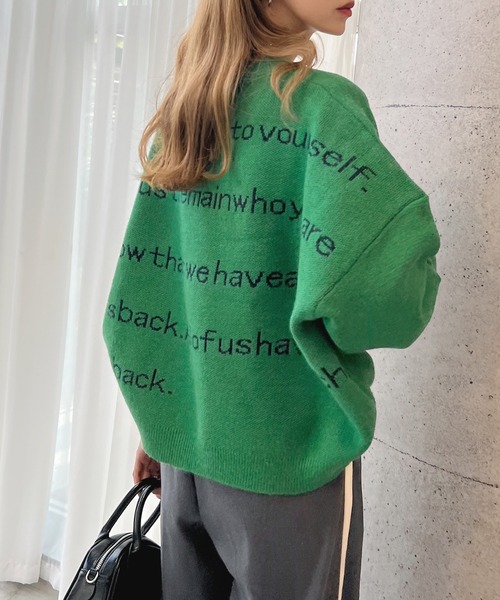 Futier land（フューティアランド）の「バックロゴワイドニット（ニット/セーター・レディース・ブラック/グレー/モカ/グリーン/グレイッシュベージュ・FREE）」の5枚目の写真