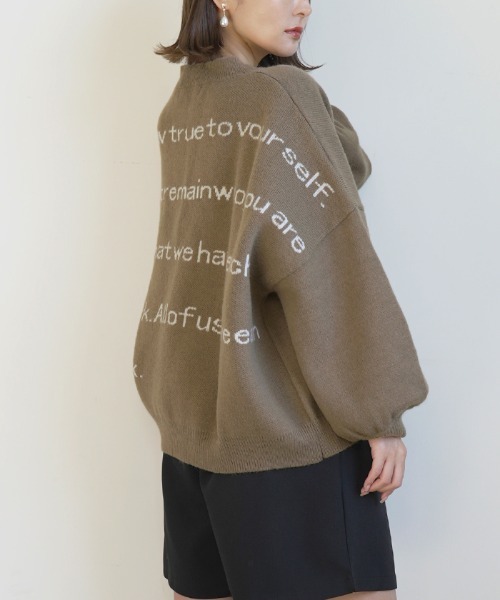 Futier land（フューティアランド）の「バックロゴワイドニット（ニット/セーター・レディース・ブラック/グレー/モカ/グリーン/グレイッシュベージュ・FREE）」の12枚目の写真