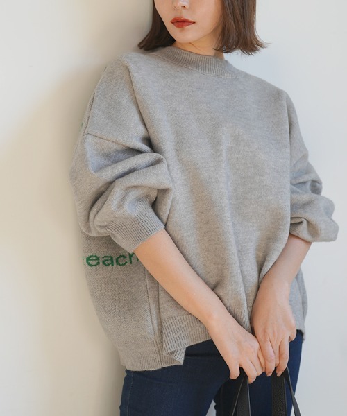 Futier land（フューティアランド）の「バックロゴワイドニット（ニット/セーター・レディース・ブラック/グレー/モカ/グリーン/グレイッシュベージュ・FREE）」の22枚目の写真