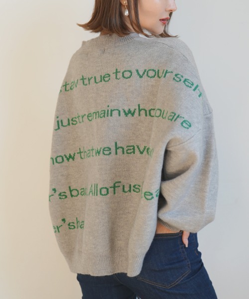 Futier land（フューティアランド）の「バックロゴワイドニット（ニット/セーター・レディース・ブラック/グレー/モカ/グリーン/グレイッシュベージュ・FREE）」の15枚目の写真