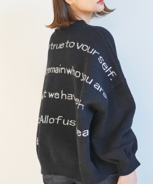 Futier land（フューティアランド）の「バックロゴワイドニット（ニット/セーター・レディース・ブラック/グレー/モカ/グリーン/グレイッシュベージュ・FREE）」の16枚目の写真