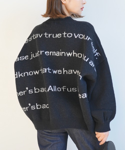 Futier land（フューティアランド）の「バックロゴワイドニット（ニット/セーター・レディース・ブラック/グレー/モカ/グリーン/グレイッシュベージュ・FREE）」の8枚目の写真