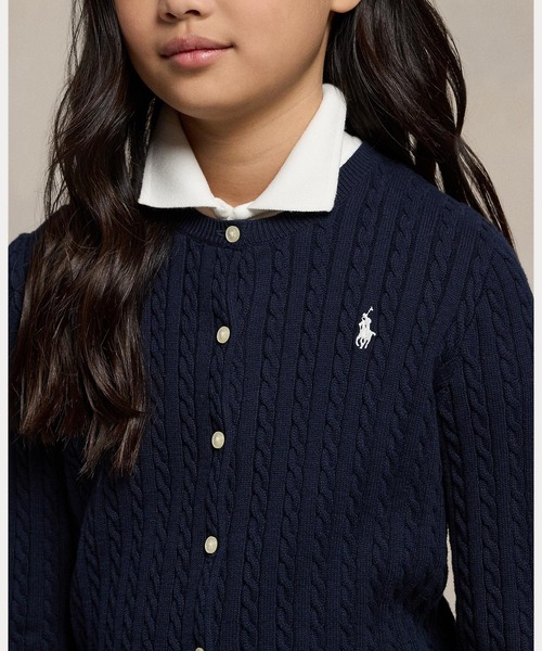 POLO RALPH LAUREN CHILDRENSWEAR（ポロ ラルフ ローレン チルドレンズウェア）の「ミニ ケーブル コットン カーディガン（カーディガン/ボレロ・キッズ・ネイビー系1・L/XL/S/M）」の4枚目の写真