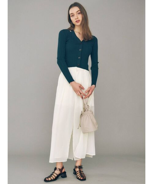 MERCURYDUO（マーキュリーデュオ）の「スリット入りランダムリブニットカーディガン（カーディガン/ボレロ・レディース・ダークグリーン/ネイビー/オフホワイト・FREE）」の4枚目の写真