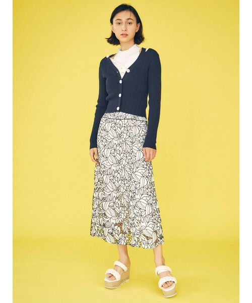 MERCURYDUO（マーキュリーデュオ）の「スリット入りランダムリブニットカーディガン（カーディガン/ボレロ・レディース・ダークグリーン/ネイビー/オフホワイト・FREE）」の10枚目の写真