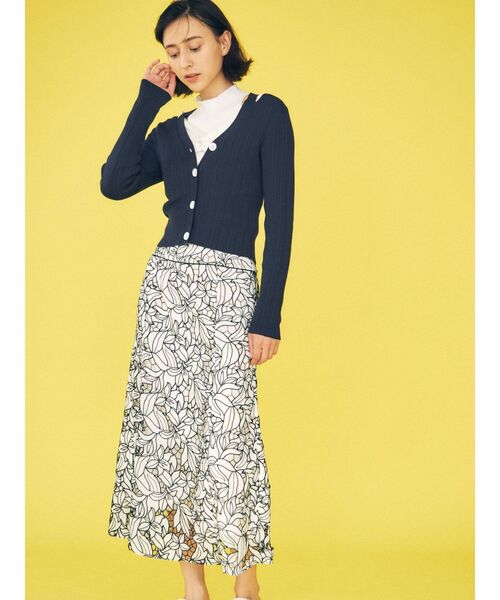 MERCURYDUO（マーキュリーデュオ）の「スリット入りランダムリブニットカーディガン（カーディガン/ボレロ・レディース・ダークグリーン/ネイビー/オフホワイト・FREE）」の15枚目の写真