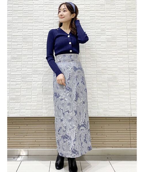 MERCURYDUO（マーキュリーデュオ）の「スリット入りランダムリブニットカーディガン（カーディガン/ボレロ・レディース・ダークグリーン/ネイビー/オフホワイト・FREE）」の16枚目の写真