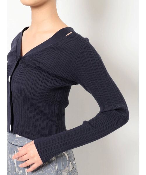 MERCURYDUO（マーキュリーデュオ）の「スリット入りランダムリブニットカーディガン（カーディガン/ボレロ・レディース・ダークグリーン/ネイビー/オフホワイト・FREE）」の22枚目の写真