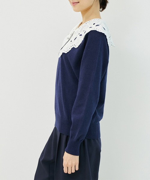 セール】レース衿ニットプルオーバー（ニット/セーター）｜ROPE