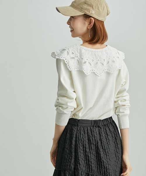 セール】レース衿ニットプルオーバー（ニット/セーター）｜ROPE