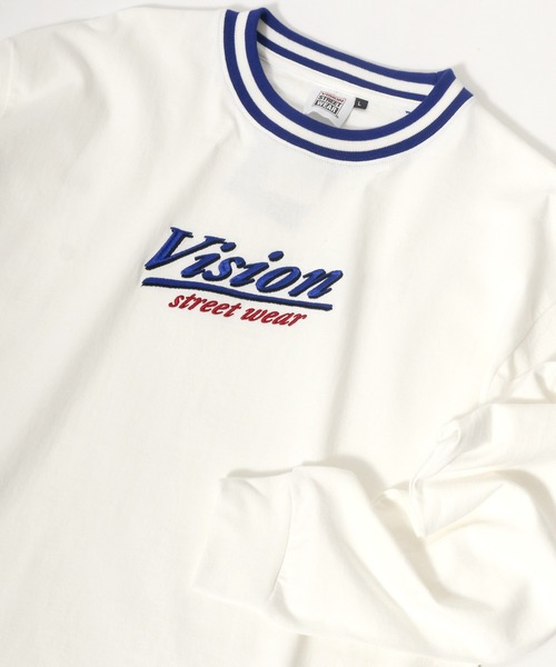 VISION STREET WEAR(ヴィジョンストリートウェア)の「VISION STREET WEAR/リブライン ロゴ刺繍ロンT(Tシャツ/カットソー・レディース・ホワイト/オフホワイト/ブルー/グリーン・LL/M/L)」の1枚目の写真