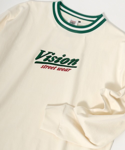 VISION STREET WEAR(ヴィジョンストリートウェア)の「VISION STREET WEAR/リブライン ロゴ刺繍ロンT(Tシャツ/カットソー・レディース・ホワイト/オフホワイト/ブルー/グリーン・LL/M/L)」の2枚目の写真