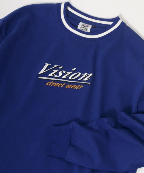 VISION STREET WEAR(ヴィジョンストリートウェア)の「VISION STREET WEAR/リブライン ロゴ刺繍ロンT(Tシャツ/カットソー・レディース・ホワイト/オフホワイト/ブルー/グリーン・LL/M/L)」の4枚目の写真