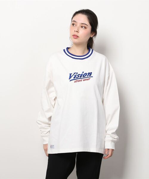 VISION STREET WEAR(ヴィジョンストリートウェア)の「VISION STREET WEAR/リブライン ロゴ刺繍ロンT(Tシャツ/カットソー・レディース・ホワイト/オフホワイト/ブルー/グリーン・LL/M/L)」の11枚目の写真