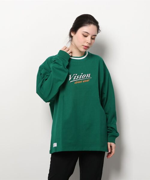 VISION STREET WEAR(ヴィジョンストリートウェア)の「VISION STREET WEAR/リブライン ロゴ刺繍ロンT(Tシャツ/カットソー・レディース・ホワイト/オフホワイト/ブルー/グリーン・LL/M/L)」の13枚目の写真