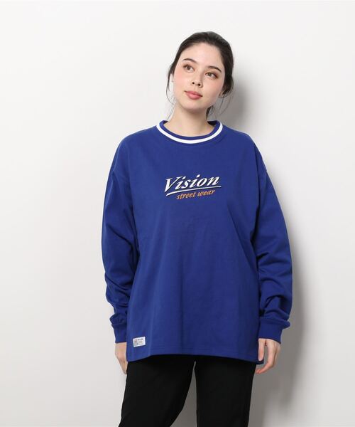 VISION STREET WEAR(ヴィジョンストリートウェア)の「VISION STREET WEAR/リブライン ロゴ刺繍ロンT(Tシャツ/カットソー・レディース・ホワイト/オフホワイト/ブルー/グリーン・LL/M/L)」の10枚目の写真