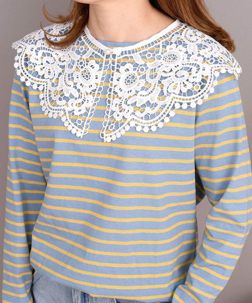 DAY CLOSET(デイ クローゼット)の「レディース クロシェ編みの大きめ付け襟 Eタイプ(付け襟・レディース・ホワイト/ブラック/ホワイト系その他/ブラック系その他・ONE SIZE)」の3枚目の写真