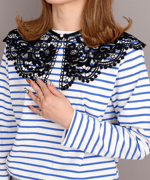 DAY CLOSET(デイ クローゼット)の「レディース クロシェ編みの大きめ付け襟 Eタイプ(付け襟・レディース・ホワイト/ブラック/ホワイト系その他/ブラック系その他・ONE SIZE)」の4枚目の写真