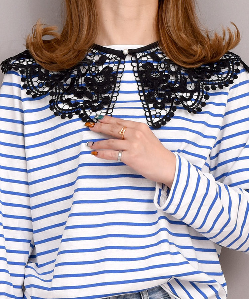 DAY CLOSET(デイ クローゼット)の「レディース クロシェ編みの大きめ付け襟 Eタイプ(付け襟・レディース・ホワイト/ブラック/ホワイト系その他/ブラック系その他・ONE SIZE)」の8枚目の写真