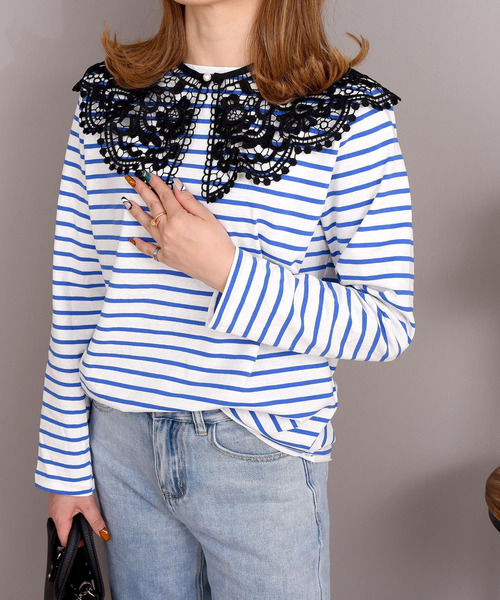 DAY CLOSET(デイ クローゼット)の「レディース クロシェ編みの大きめ付け襟 Eタイプ(付け襟・レディース・ホワイト/ブラック/ホワイト系その他/ブラック系その他・ONE SIZE)」の7枚目の写真