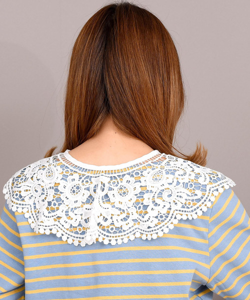 DAY CLOSET(デイ クローゼット)の「レディース クロシェ編みの大きめ付け襟 Eタイプ(付け襟・レディース・ホワイト/ブラック/ホワイト系その他/ブラック系その他・ONE SIZE)」の14枚目の写真