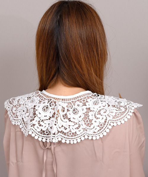 DAY CLOSET(デイ クローゼット)の「レディース クロシェ編みの大きめ付け襟 Eタイプ(付け襟・レディース・ホワイト/ブラック/ホワイト系その他/ブラック系その他・ONE SIZE)」の17枚目の写真