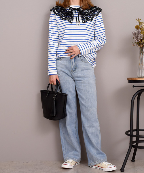 DAY CLOSET(デイ クローゼット)の「レディース クロシェ編みの大きめ付け襟 Eタイプ(付け襟・レディース・ホワイト/ブラック/ホワイト系その他/ブラック系その他・ONE SIZE)」の10枚目の写真