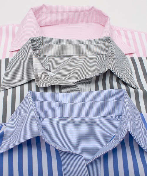 Futier land（フューティアランド）の「切替ストライプシャツワンピース（シャツワンピース・レディース・ブラック/ブルー/ピンク・FREE）」の19枚目の写真