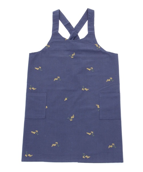 studio CLIP（スタディオクリップ）の「ミモザ刺繍被りエプロン（エプロン・レディース・ネイビー/ナチュラル/ラベンダー/グレー/グリーン・FREE）」の4枚目の写真