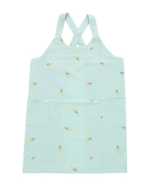 studio CLIP（スタディオクリップ）の「ミモザ刺繍被りエプロン（エプロン・レディース・ネイビー/ナチュラル/ラベンダー/グレー/グリーン・FREE）」の3枚目の写真