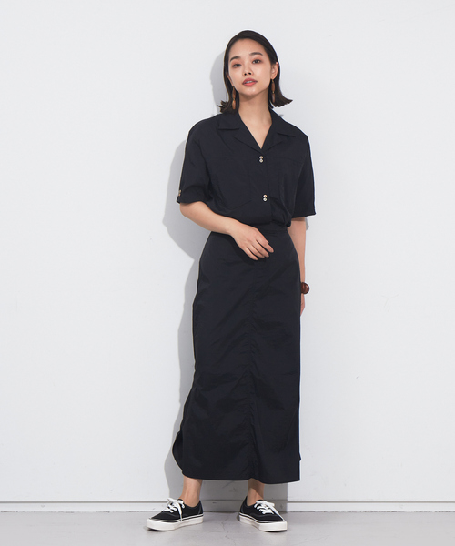 NOMINE（ノミネ）の「ワッシャー開襟シャツ【セットアップ対応】（シャツ/ブラウス・レディース・ブラック/パープル/オレンジ/セージグリーン・フリー）」の15枚目の写真