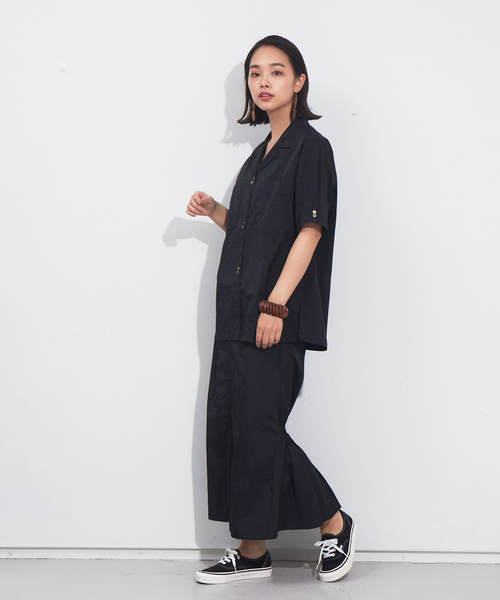 NOMINE（ノミネ）の「ワッシャー開襟シャツ【セットアップ対応】（シャツ/ブラウス・レディース・ブラック/パープル/オレンジ/セージグリーン・フリー）」の5枚目の写真