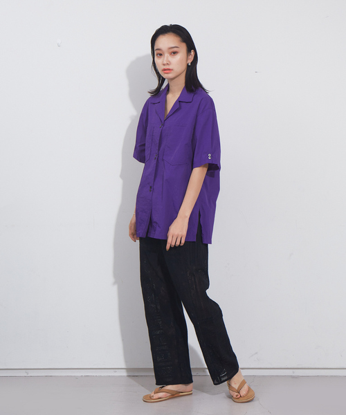 NOMINE（ノミネ）の「ワッシャー開襟シャツ【セットアップ対応】（シャツ/ブラウス・レディース・ブラック/パープル/オレンジ/セージグリーン・フリー）」の14枚目の写真