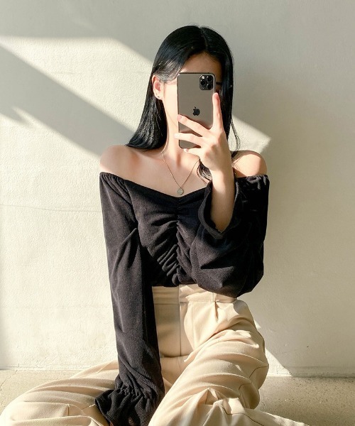 SONA(ソナ)の「SONYUNARA シャーリングスクエアネックTシャツ(Tシャツ/カットソー・レディース・ホワイト/ブラック・FREE)」の4枚目の写真