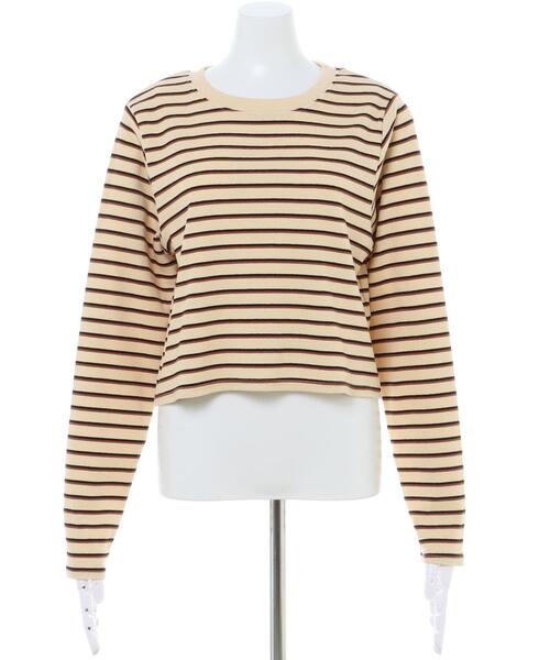 INGNI（イング）の「マルチボーダーコンパクトTシャツ（Tシャツ/カットソー・レディース・ブラック/ブルー/アイボリー・M）」の4枚目の写真