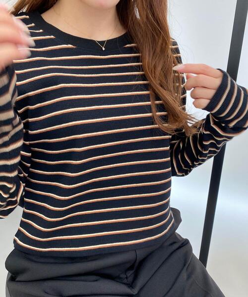 INGNI（イング）の「マルチボーダーコンパクトTシャツ（Tシャツ/カットソー・レディース・ブラック/ブルー/アイボリー・M）」の13枚目の写真