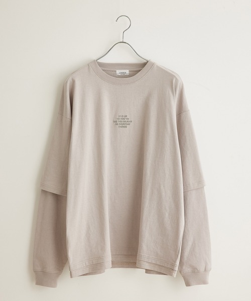 JUNRED(ジュンレッド)の「ビッグシルエットフェイクレイヤードロンT(Tシャツ/カットソー・メンズ・チャコールグレー/ベージュ/ブルー・S/M/L)」の5枚目の写真