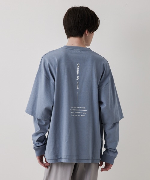 JUNRED(ジュンレッド)の「ビッグシルエットフェイクレイヤードロンT(Tシャツ/カットソー・メンズ・チャコールグレー/ベージュ/ブルー・S/M/L)」の20枚目の写真