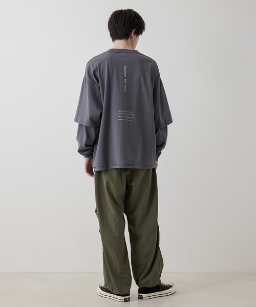 JUNRED(ジュンレッド)の「ビッグシルエットフェイクレイヤードロンT(Tシャツ/カットソー・メンズ・チャコールグレー/ベージュ/ブルー・S/M/L)」の19枚目の写真