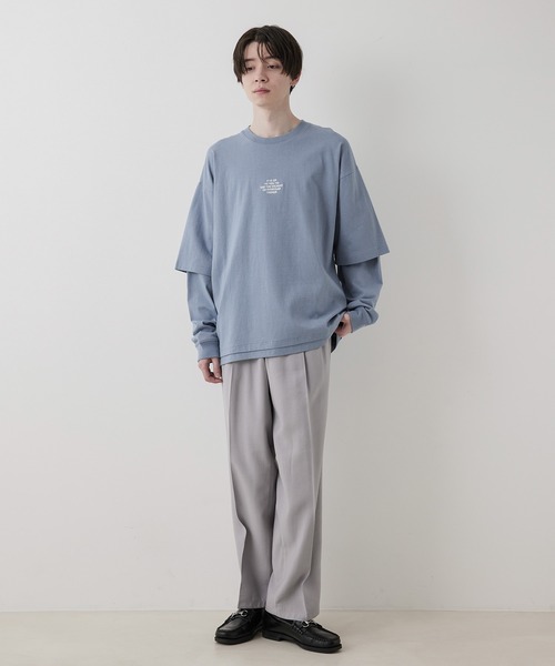 JUNRED(ジュンレッド)の「ビッグシルエットフェイクレイヤードロンT(Tシャツ/カットソー・メンズ・チャコールグレー/ベージュ/ブルー・S/M/L)」の17枚目の写真
