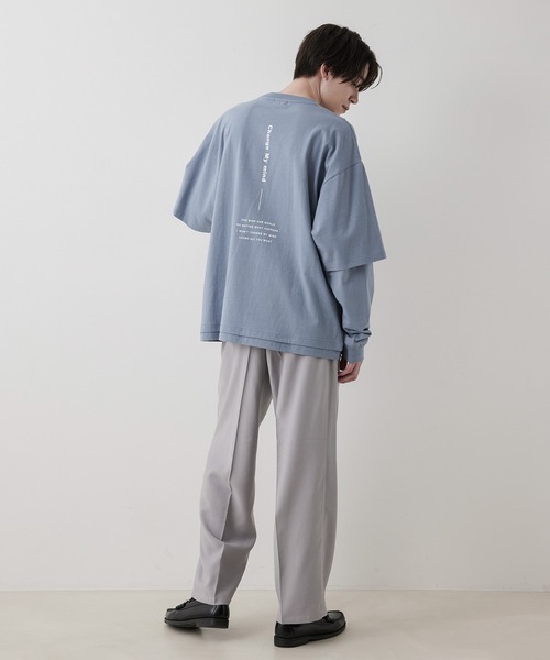 JUNRED(ジュンレッド)の「ビッグシルエットフェイクレイヤードロンT(Tシャツ/カットソー・メンズ・チャコールグレー/ベージュ/ブルー・S/M/L)」の16枚目の写真