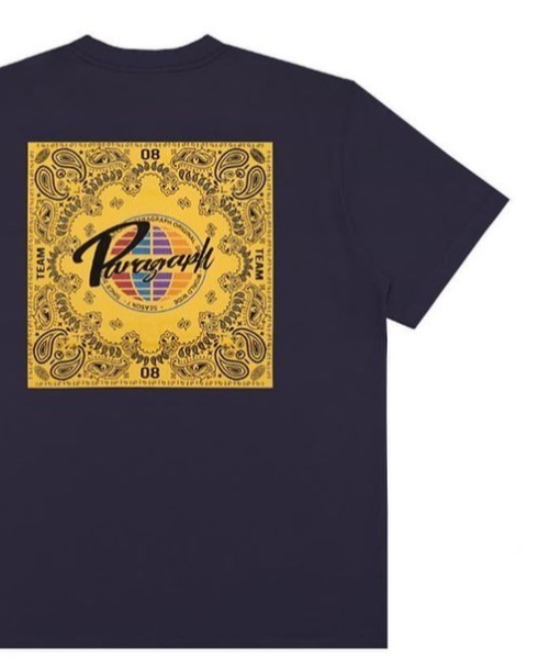 Paragraph（パラグラフ）の「A'GEM/9 × .kom『paragraph/パラグラフ』Bandana design Brand Logo T-shirt/バンダナ柄 スクウェア 半袖Tシャツ（Tシャツ/カットソー・メンズ・ホワイト/チャコールグレー/ライトグレー/ライトブルー/パープル/ネイビー/グリーン・FREE）」の6枚目の写真