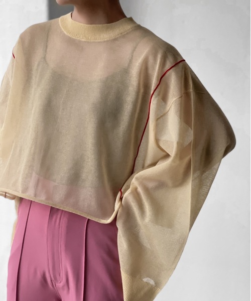 Solace（ソレイス）の「シアーライン微ラメニットトップス（ニット/セーター・レディース・ブラック/ベージュ/オフホワイト・FREE）」の20枚目の写真