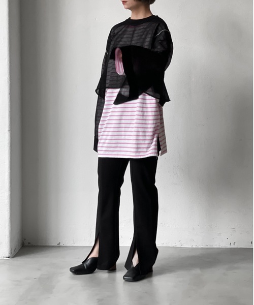 Solace（ソレイス）の「シアーライン微ラメニットトップス（ニット/セーター・レディース・ブラック/ベージュ/オフホワイト・FREE）」の12枚目の写真